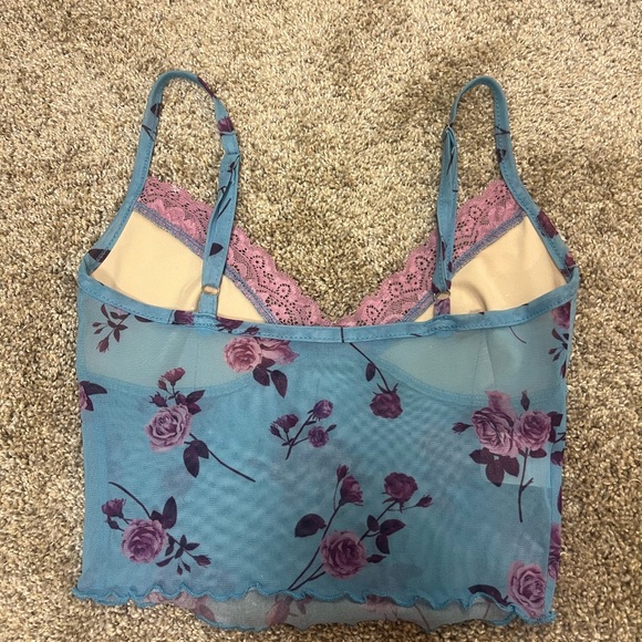 EmptySoda Blue Lace Crop Tank - Picture 2 of 3